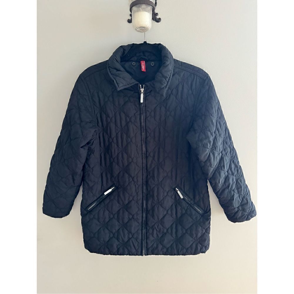 Hanna Andersson Girls 160 XL Black Quilted Full Zip Jacket Coat